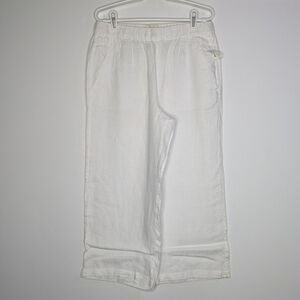 Cynthia Rowley White Linen Casual Pull On Pant L